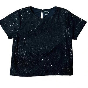 Art Class sequin fun black party top girls
